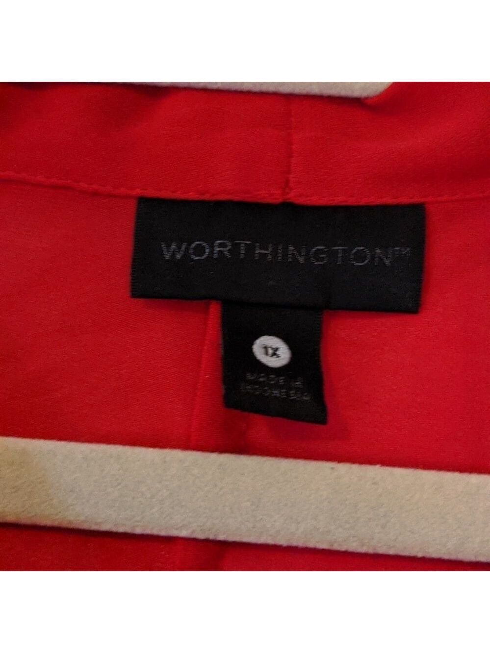 Worthington Red Sheer Top 3/4 Sleeves 1X Holidays Valentine's Day Patriotic - Picture 6 of 8